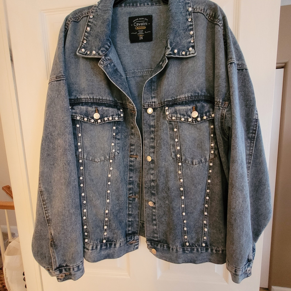 Cavalini Women's Studded Blue Jean Jacket